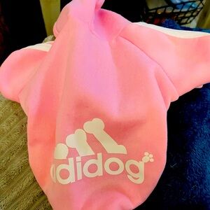 Small Pink Adidog hoodie for small breeds. NWOT